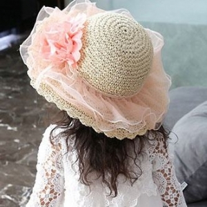 Chapéu Feminino Romântico De Renda Com Flores Decoradas Para Crianças