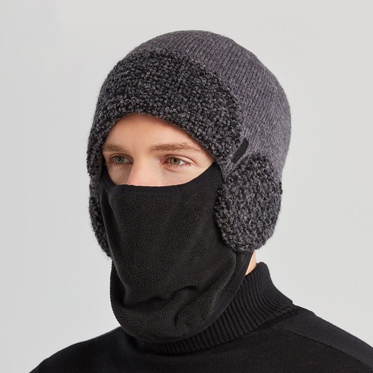 Chapéu De Malha Masculina De Lã De Lã Cor Bloco Chapéus De Inverno