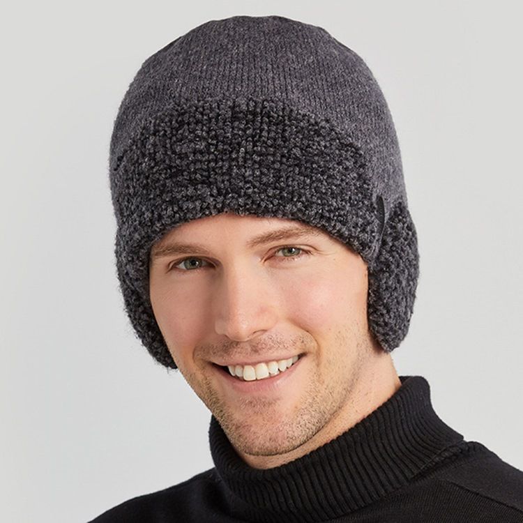 Chapéu De Malha Masculina De Lã De Lã Cor Bloco Chapéus De Inverno