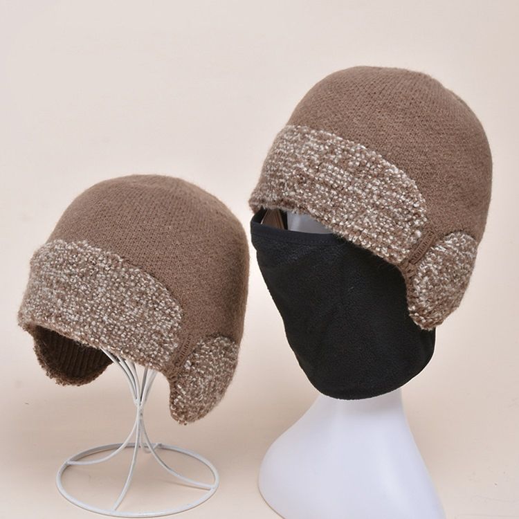 Chapéu De Malha Masculina De Lã De Lã Cor Bloco Chapéus De Inverno