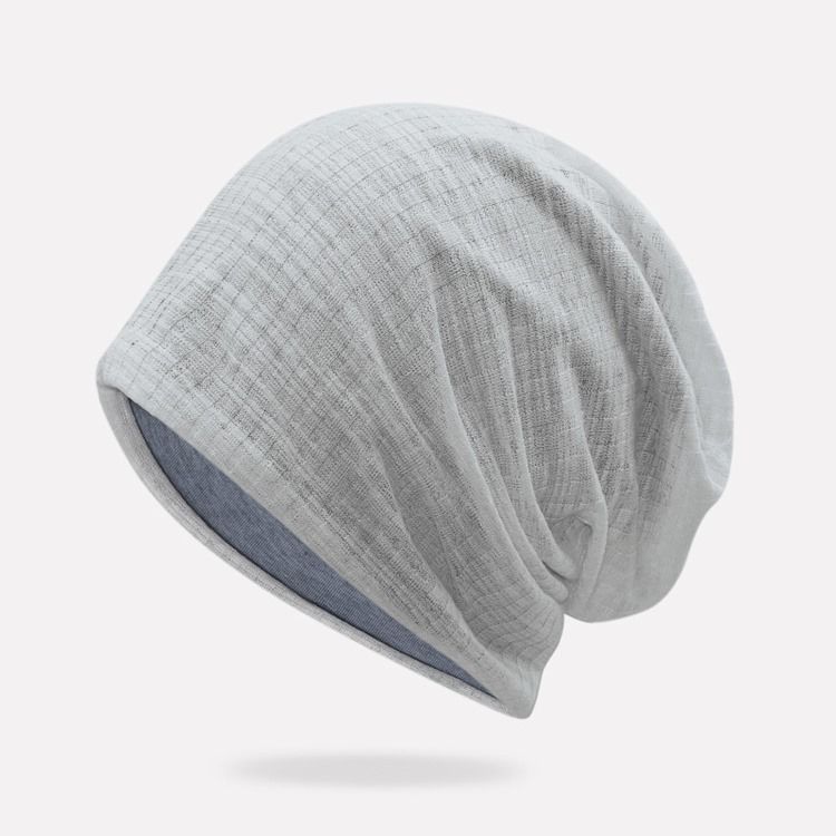 Chapéu Masculino De Dupla Camada Tricô Cor Sólida