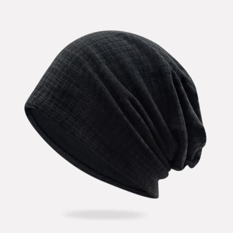 Chapéu Masculino De Dupla Camada Tricô Cor Sólida