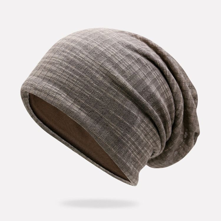 Chapéu Masculino De Dupla Camada Tricô Cor Sólida