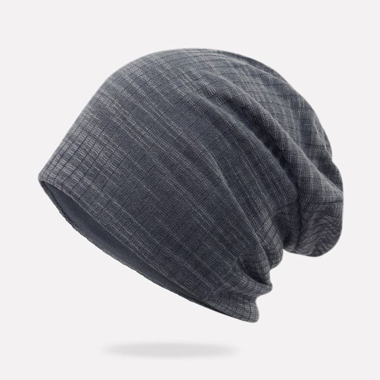 Chapéu Masculino De Dupla Camada Tricô Cor Sólida