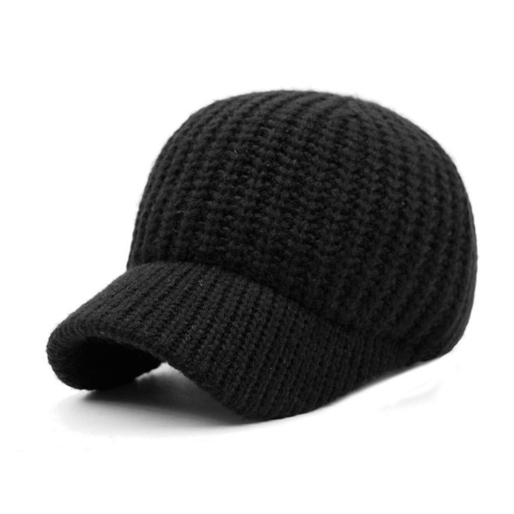 Chapéu Masculino De Lazer De Tricô Cor Pura Quente