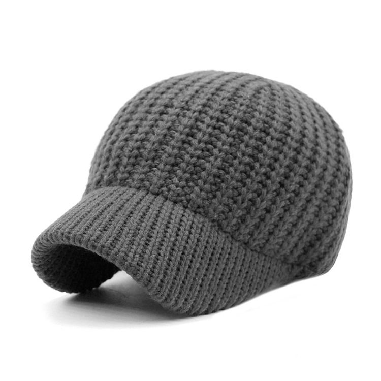 Chapéu Masculino De Lazer De Tricô Cor Pura Quente