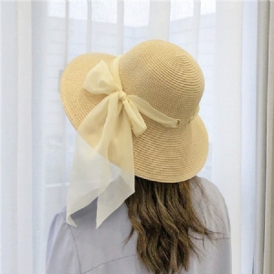 Chapéu De Palha Feminino Casual De Chiffon