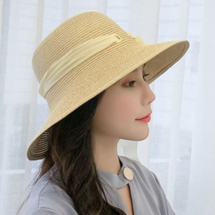 Chapéu De Palha Feminino Casual De Chiffon