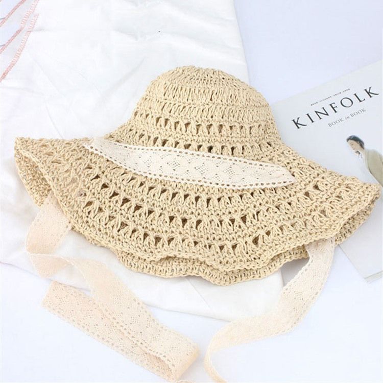 Chapéu De Palha Feminino Com Cordões