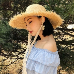 Chapéu De Sol Feminino Lafite Straw Lace Bind