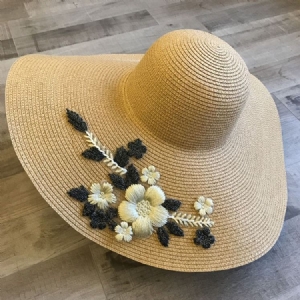 Chapéu De Sol Floral Bordado Feminino