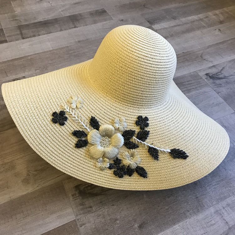 Chapéu De Sol Floral Bordado Feminino