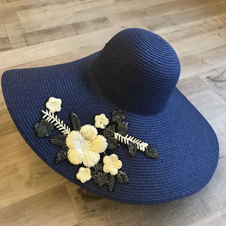 Chapéu De Sol Floral Bordado Feminino