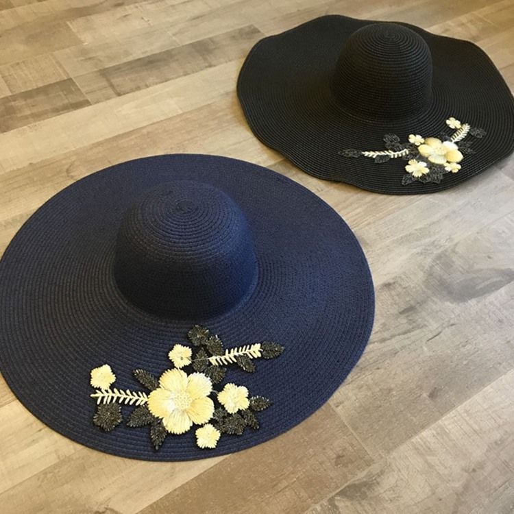 Chapéu De Sol Floral Bordado Feminino