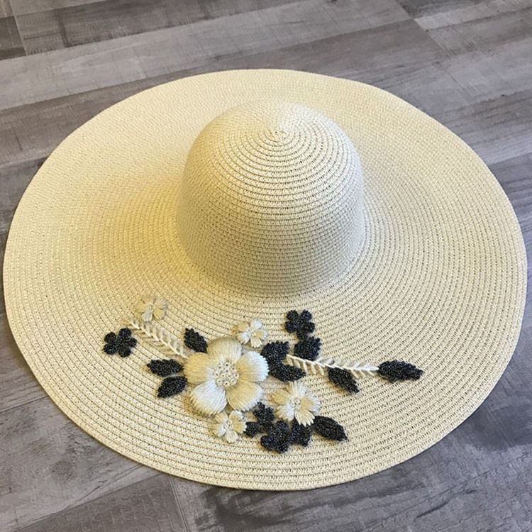 Chapéu De Sol Floral Bordado Feminino