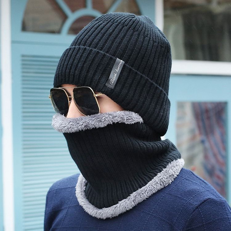 Chapéus Masculinos De Malha Casual De Inverno Quente