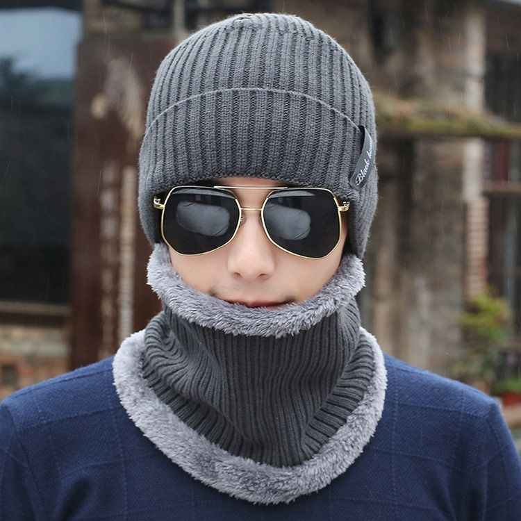 Chapéus Masculinos De Malha Casual De Inverno Quente