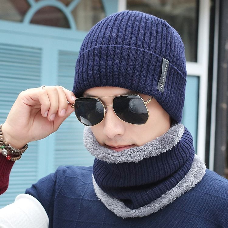 Chapéus Masculinos De Malha Casual De Inverno Quente