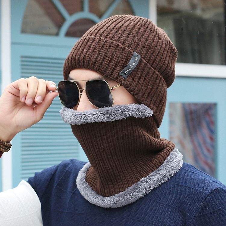 Chapéus Masculinos De Malha Casual De Inverno Quente