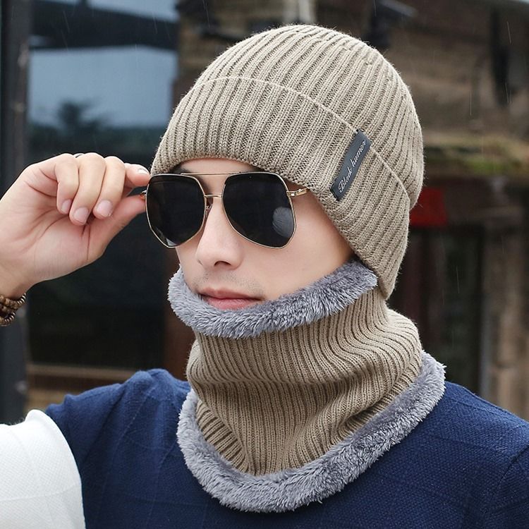 Chapéus Masculinos De Malha Casual De Inverno Quente