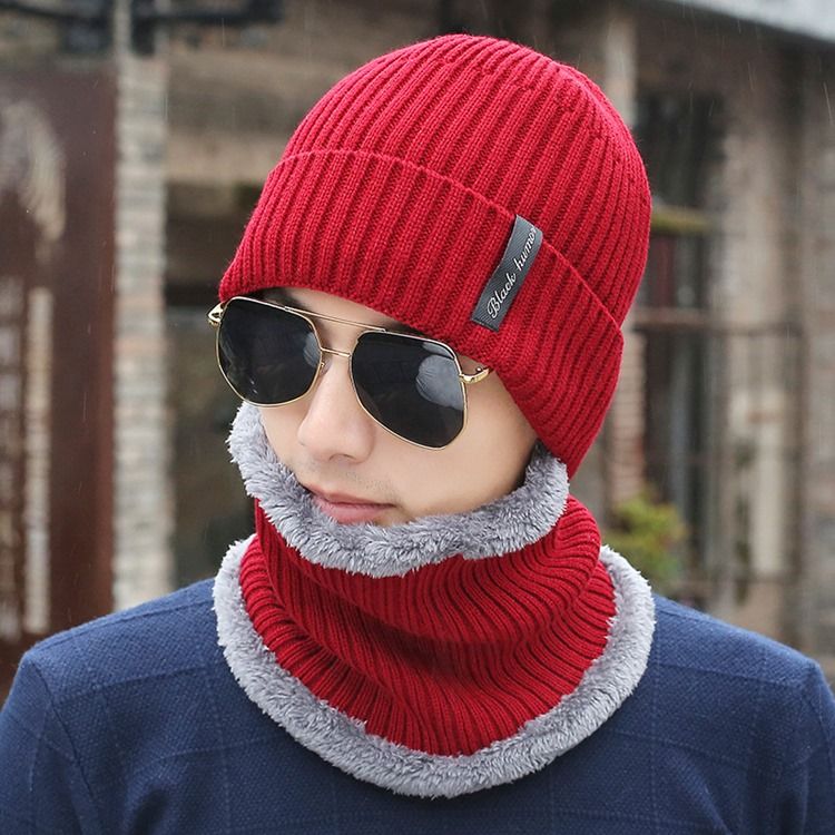 Chapéus Masculinos De Malha Casual De Inverno Quente