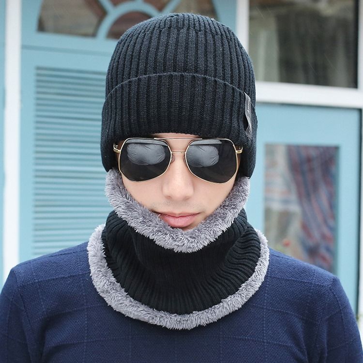 Chapéus Masculinos De Malha Casual De Inverno Quente