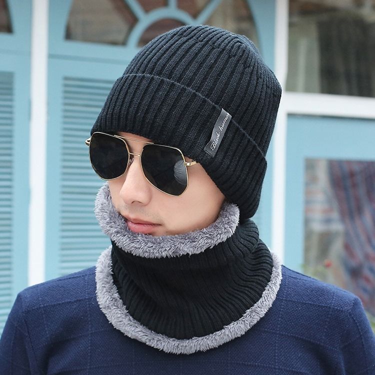 Chapéus Masculinos De Malha Casual De Inverno Quente
