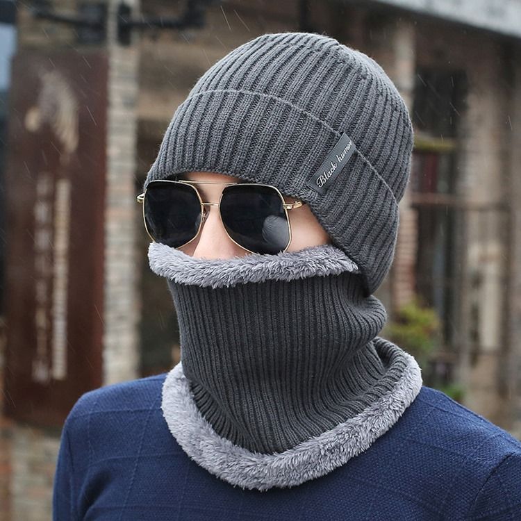 Chapéus Masculinos De Malha Casual De Inverno Quente