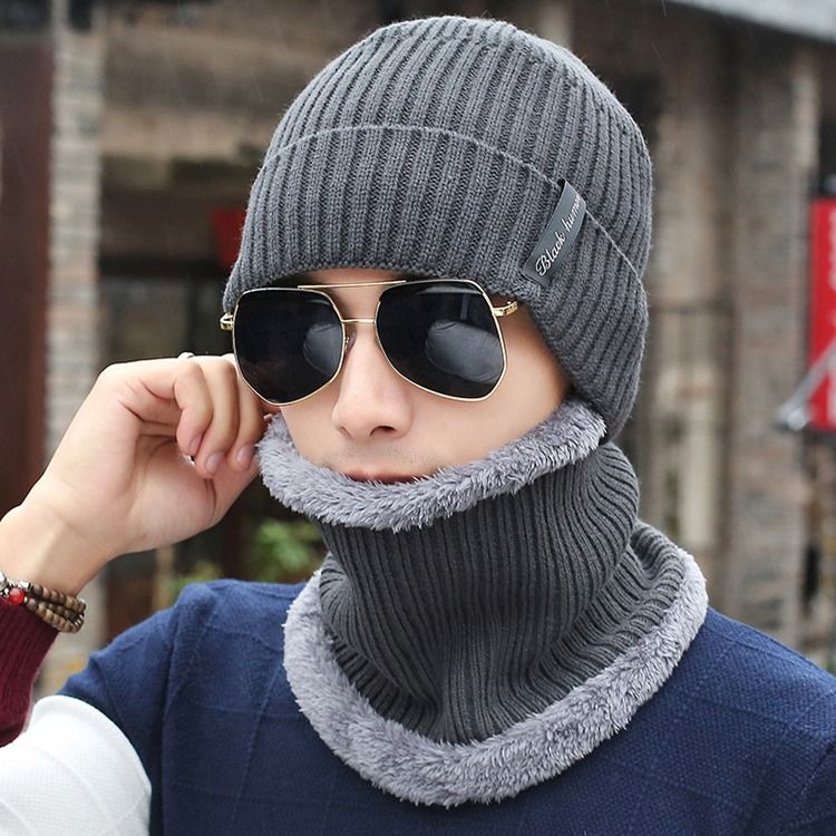 Chapéus Masculinos De Malha Casual De Inverno Quente