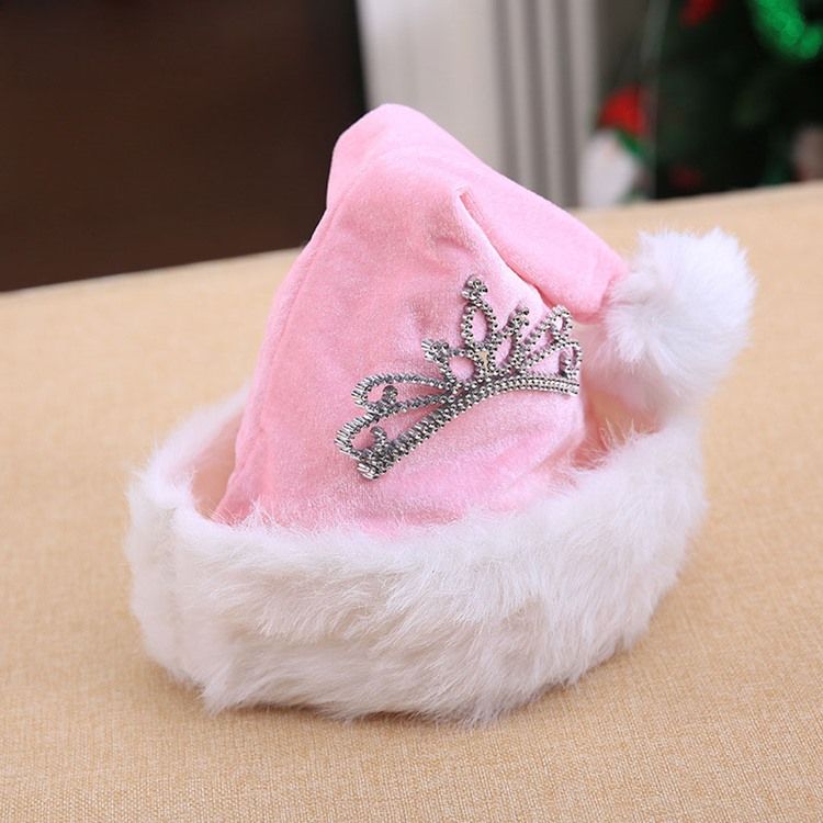 Decoração De Tecido Feminino Chapéu De Natal Rosa