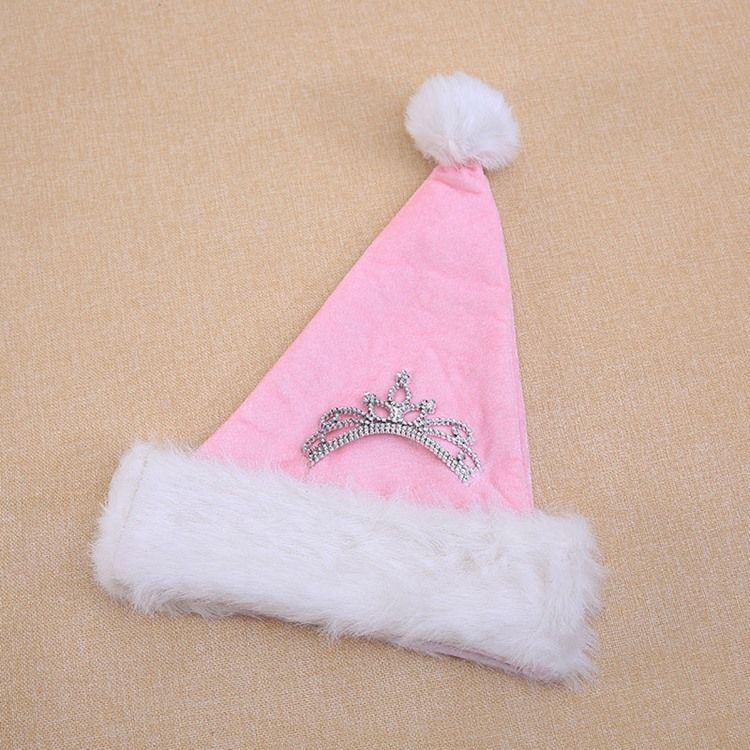 Decoração De Tecido Feminino Chapéu De Natal Rosa