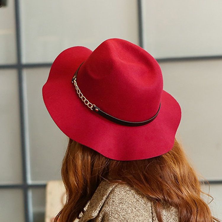 Fedora Wool Feminino Mistura Chapéus Simples De Inverno