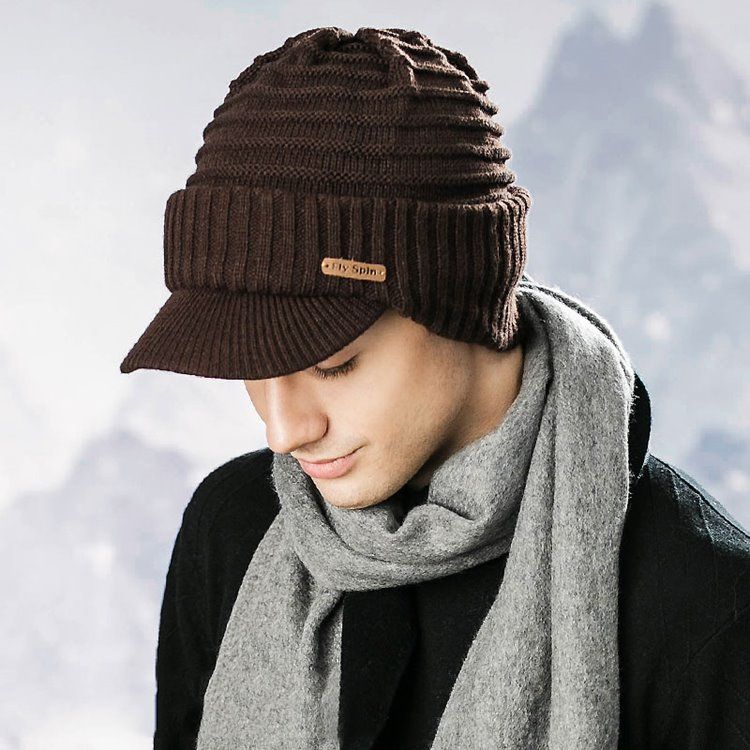 Quente Engrossar Pure Color Short Brim Boné Masculino