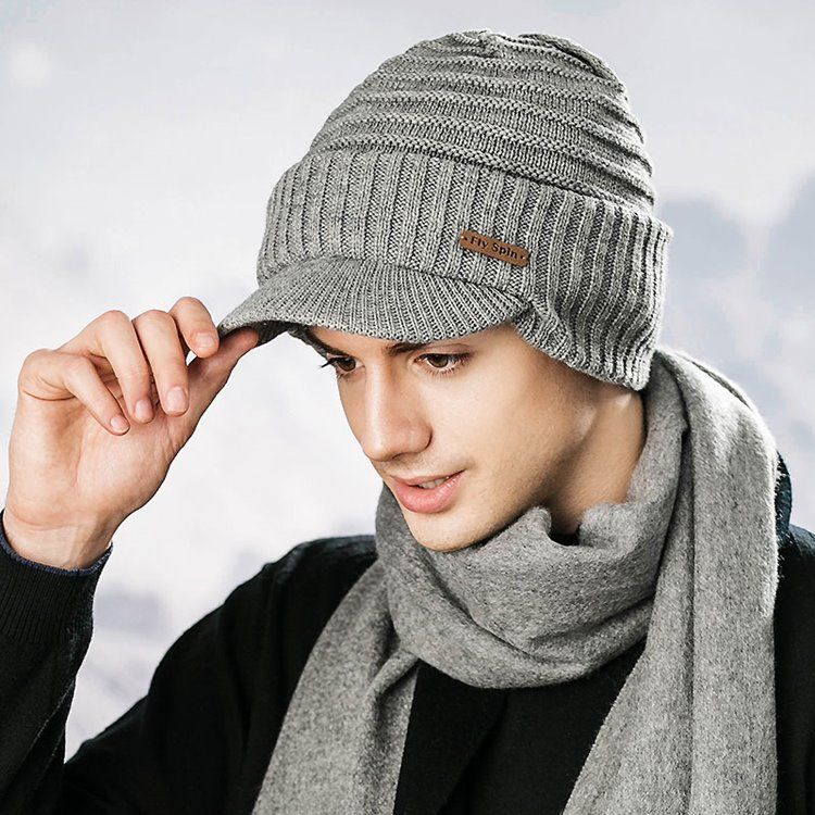 Quente Engrossar Pure Color Short Brim Boné Masculino
