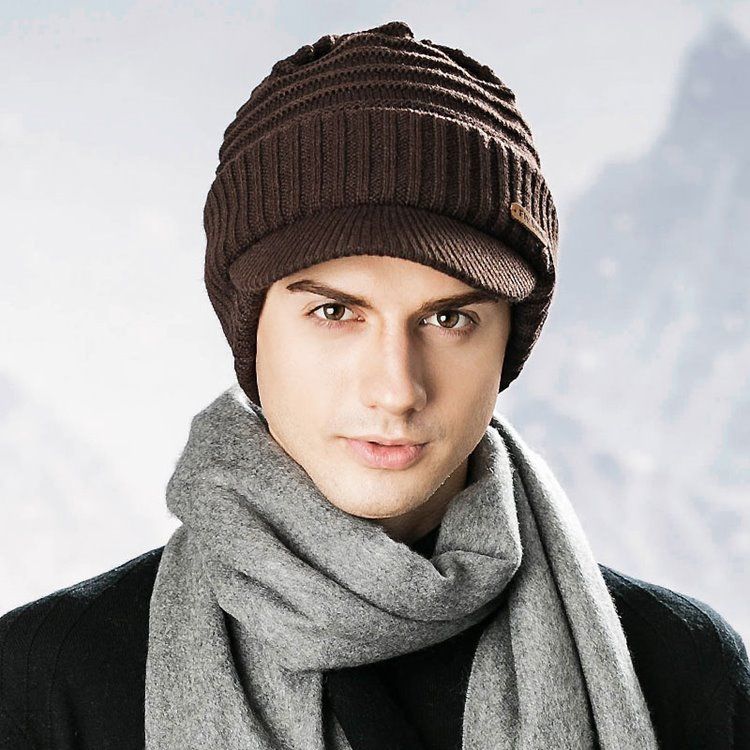 Quente Engrossar Pure Color Short Brim Boné Masculino