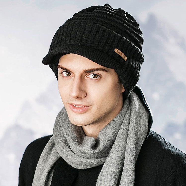 Quente Engrossar Pure Color Short Brim Boné Masculino