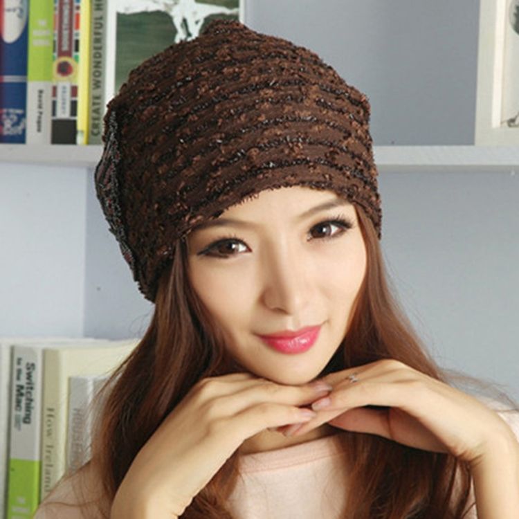Sweet Soild Color Paillette Lace Butterfly Mulher Chapéu Quente