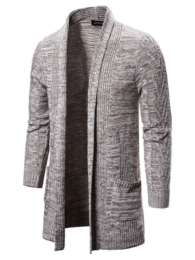 Bloco De Cores De Comprimento Médio Casaco De Bolso Masculino Embrulhado