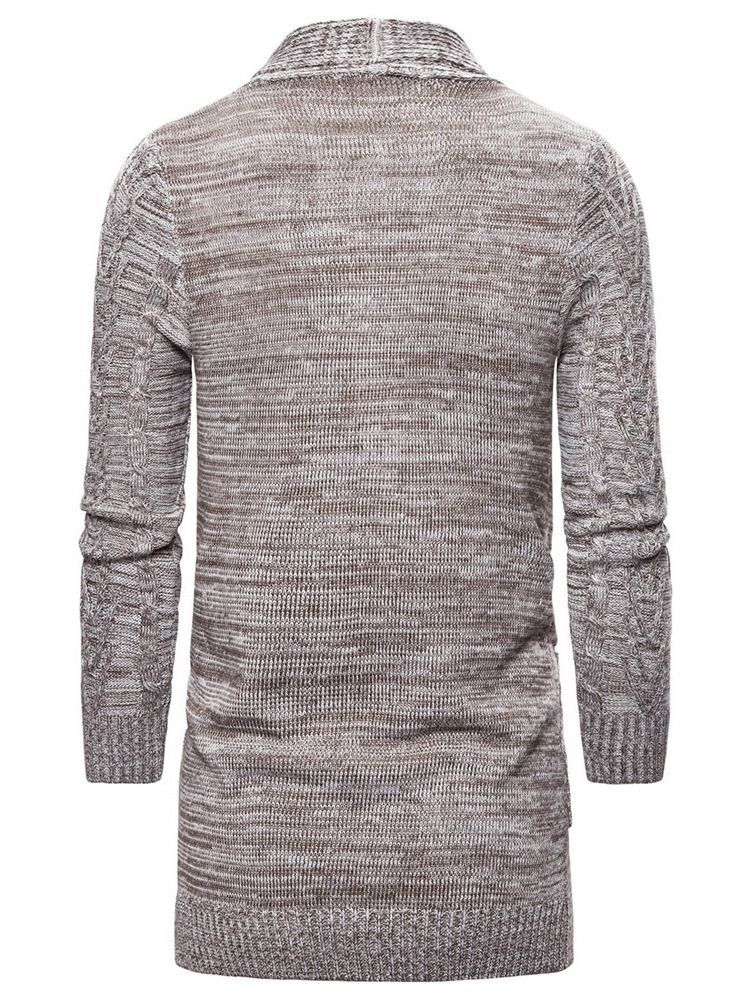 Bloco De Cores De Comprimento Médio Casaco De Bolso Masculino Embrulhado