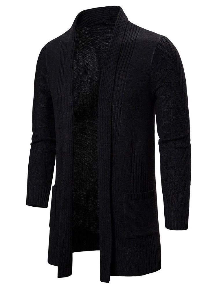 Bloco De Cores De Comprimento Médio Casaco De Bolso Masculino Embrulhado