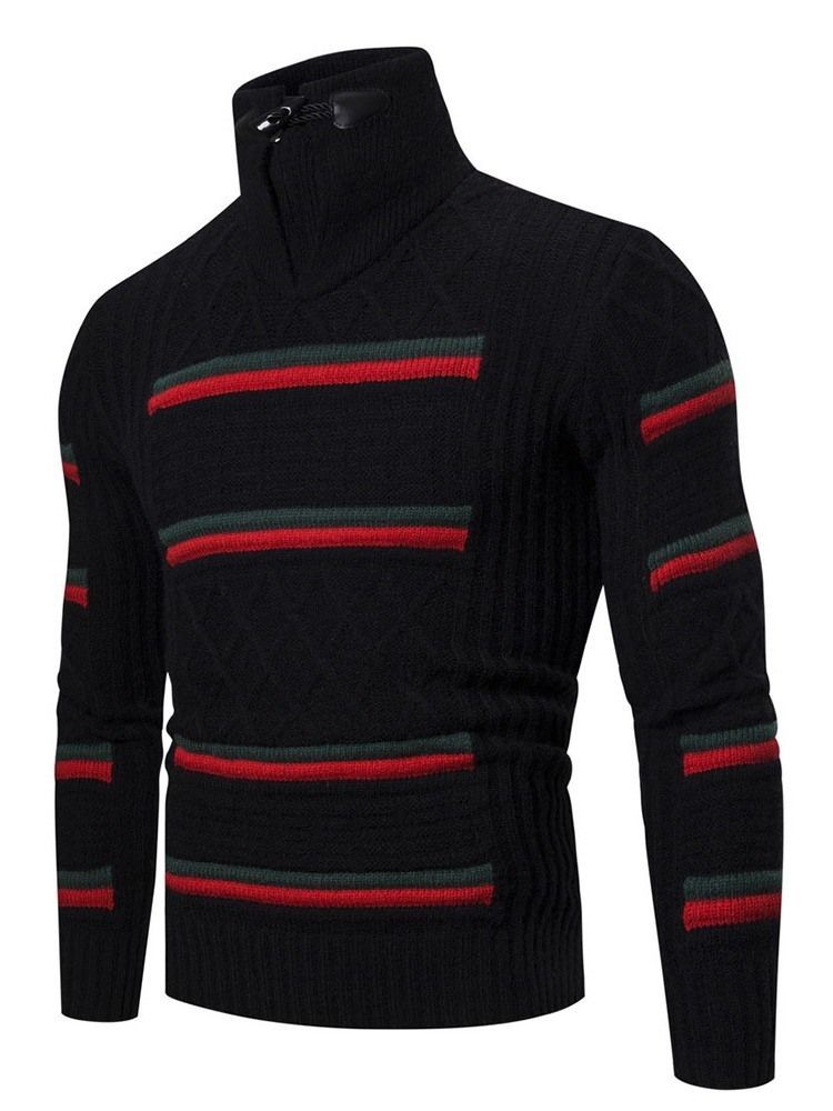 Bloco De Cores Suéter Casual Masculino Padrão