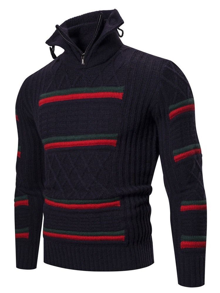 Bloco De Cores Suéter Casual Masculino Padrão