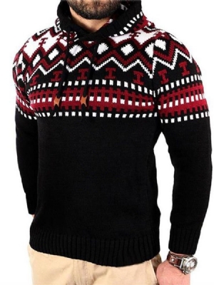 Blusa Color Block Com Capuz Magro Europeu Masculino