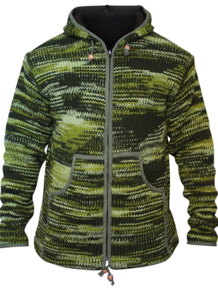 Blusa De Cor Padrão Masculino Com Capuz Vintage Solto