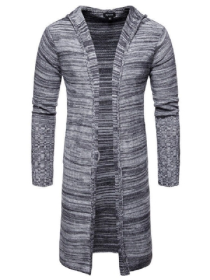 Blusas Color Block Com Capuz De Comprimento Médio Masculino Cardigan Suéteres