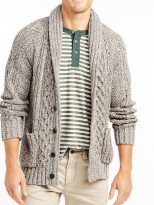 Bolso Lapela Padrão Com Peito Único Casaco Masculino Camisola Fina
