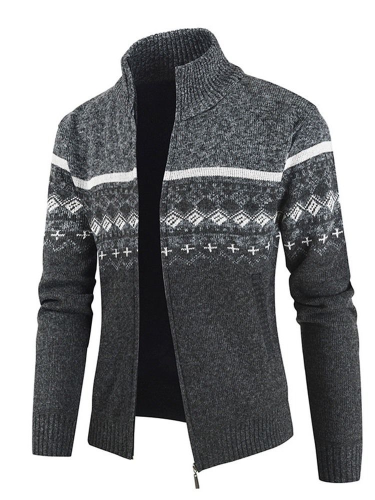 Camisola Slim Masculina De Inverno Em Bloco De Cor Padrão