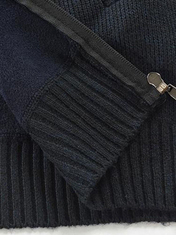 Camisola Slim Masculina De Inverno Em Bloco De Cor Padrão