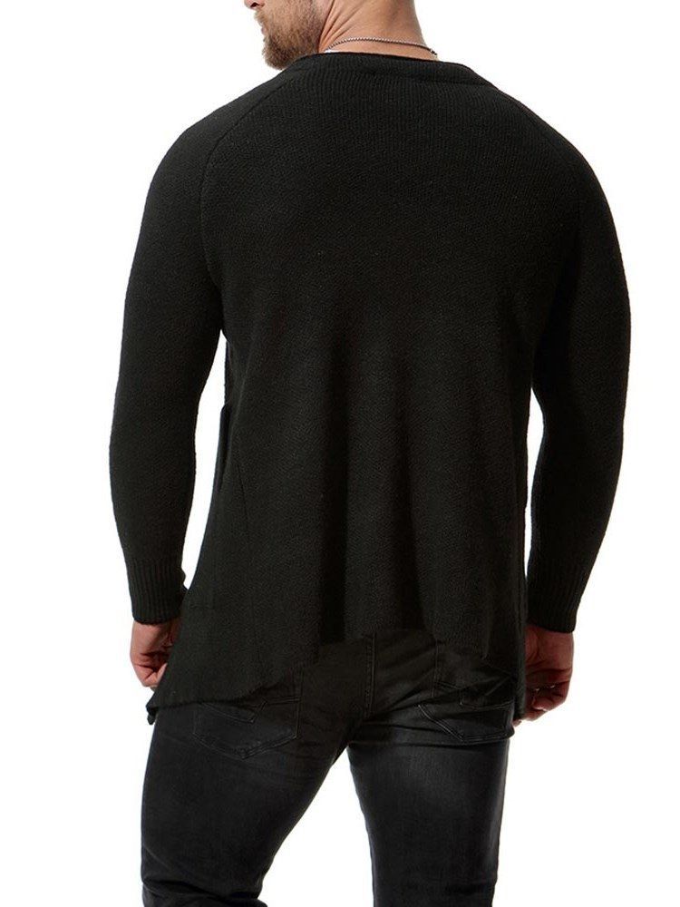 Cardigã Casual Masculino Liso E Magro Com Bolsos
