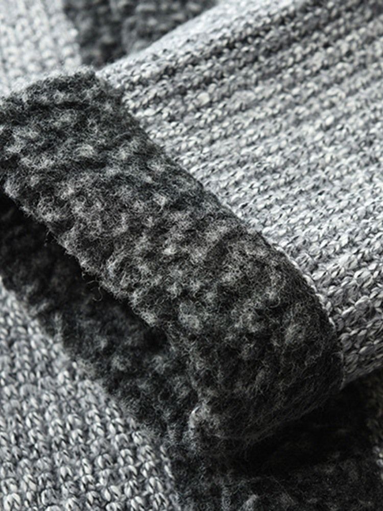 Casaco Masculino De Lapela Patchwork Padrão Suéter Fino